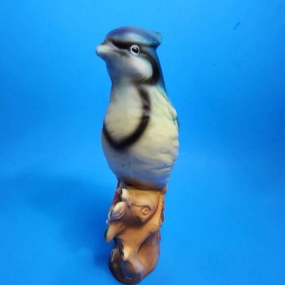 Vintage Norleans Bird Figurine Ceramic Blue Jay Japan 8 inch Matte Finish - Picture 4 of 8
